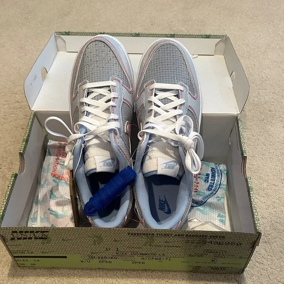 Men’s Unique Blue and Orange Nike UN/LA Custom Sneakers